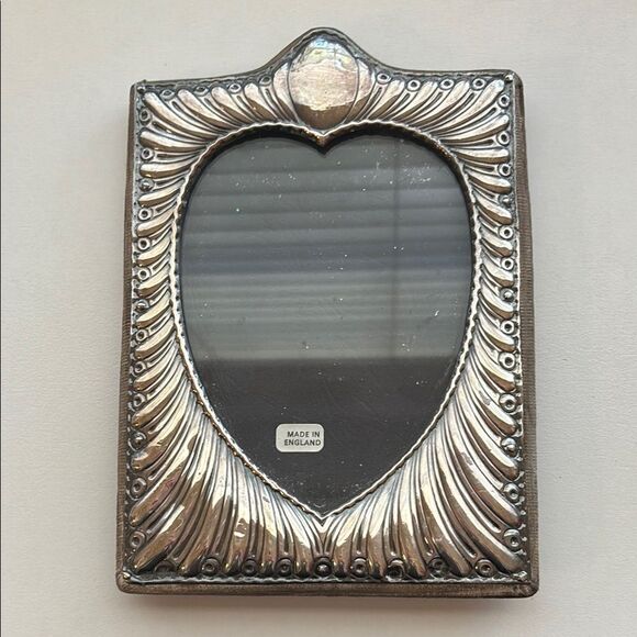 VTG Sterling Silver Heart Picture Photo Frame Ornate Velvet Easel TS LTD England - Picture 1 of 10